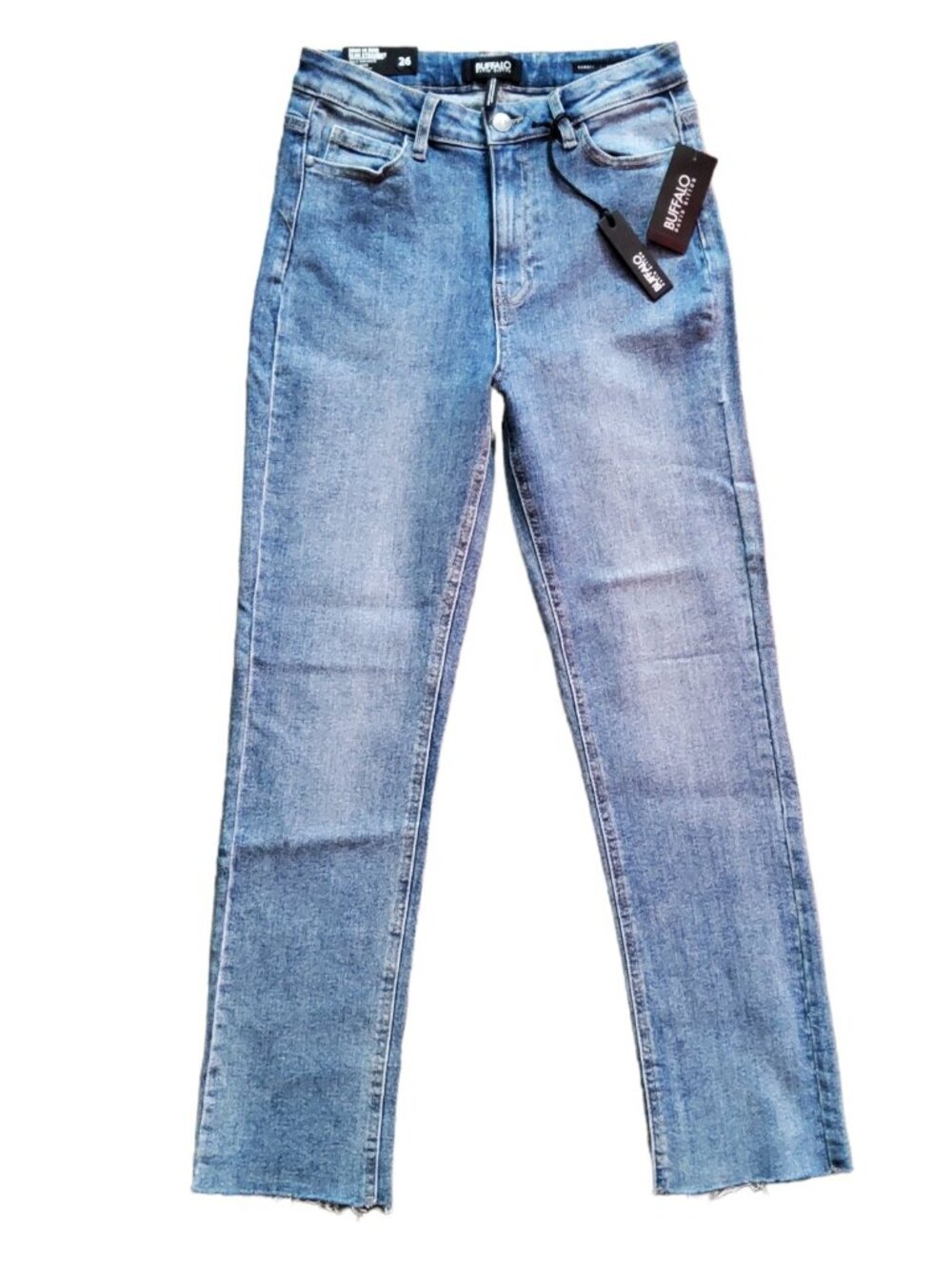 Buffalo David Bitton Ramsey Jeans Womens 26 High Rise Medium Wash Raw Hem NWT